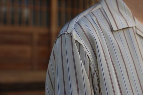 YOKE OVERSIZED STRIPE SHIRTS"BEIGE"スタイル.2020.3.8.