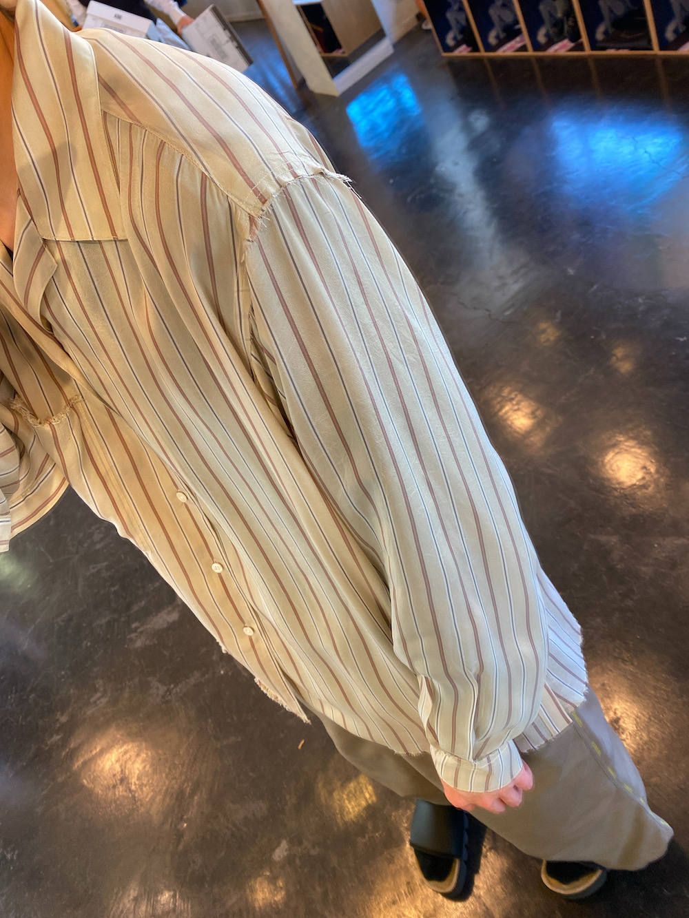 YOKE  OVERSIZED STRIPE SHIRTS"BEIGE"Style.2020.3.29.