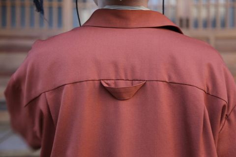 Dulcamara よそいきラウンドヘムシャツ"RED BROWN"スタイル.2020.3.8.