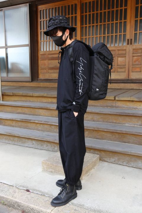 yohji yamamoto 長袖コットン Tシャツ Yohji Yamamoto SS20 シグネチャーロゴ ブラックレギュラーフィットスタイル.2020.4.15.