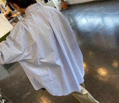 Graphpaper Thomas Mason Oversized B.D Shirt"BLUE CH"Style.2020.4.20.
