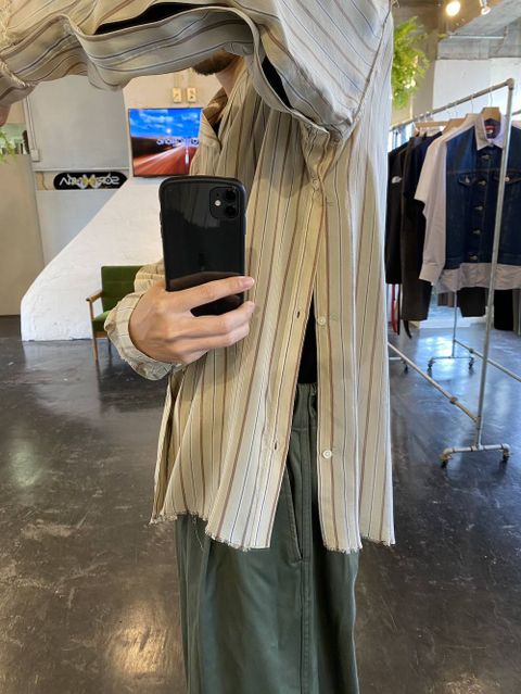 YOKE 2020SS OVERSIZED STRIPE SHIRTS"BEIGE"style.2020.4.20.