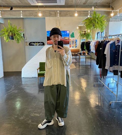 YOKE 2020SS OVERSIZED STRIPE SHIRTS"BEIGE"style.2020.4.20.