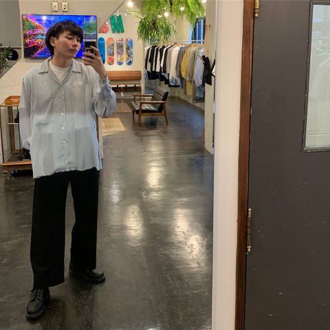 YOKE 2020SS OVERSIZED STRIPE SHIRTS"SAXE"style.2020.4.18.