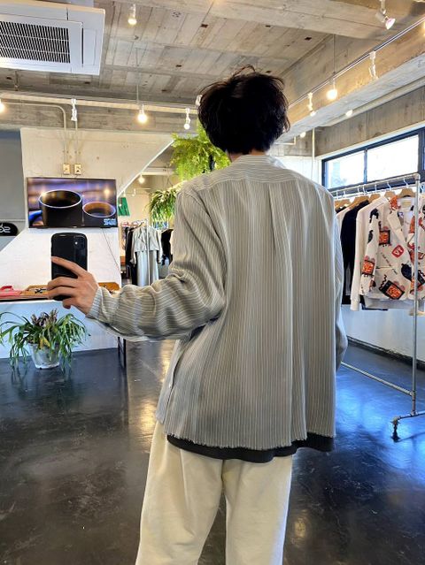 YOKE OVERSIZED STRIPE SHIRTS"SAXE"Style.2020.4.11.