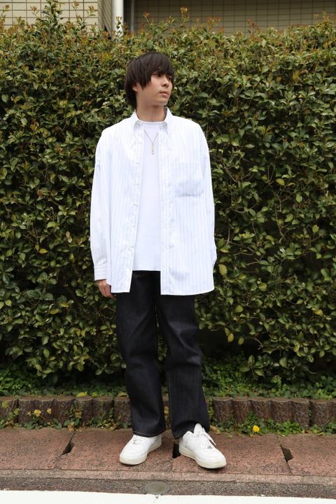 Graphpaper Thomas Mason Oversized B.D Shirt"BLACK ST"(GM201-50028) style.2020.4.11.