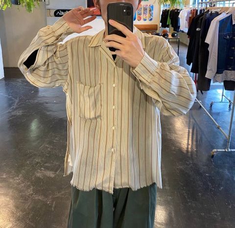 YOKE 2020SS OVERSIZED STRIPE SHIRTS"BEIGE"style.2020.4.20.