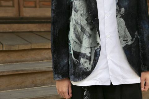 Yohji Yamamoto pour Homme 2020 S/S  ヨウジヤマモト×画家・内田すずめ N-ベルベット女ノ裏通リJACKET style.2020.4.3.
