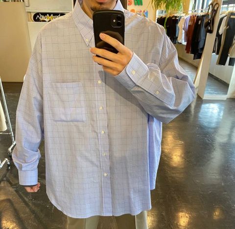 Graphpaper Thomas Mason Oversized B.D Shirt"BLUE CH"Style.2020.4.20.