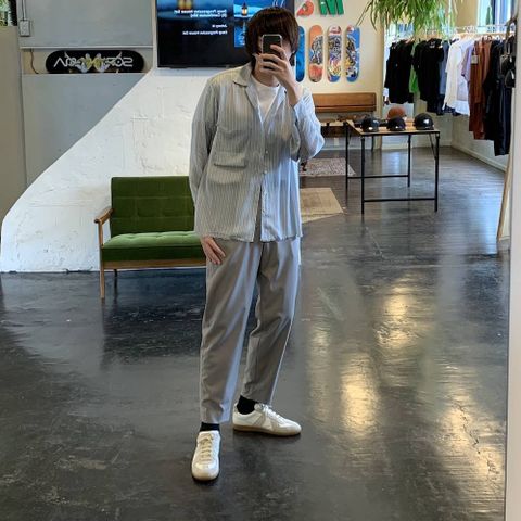 YOKE 2020SS 新作OVERSIZED STRIPE SHIRTS"SAXE"style.2020.4.19