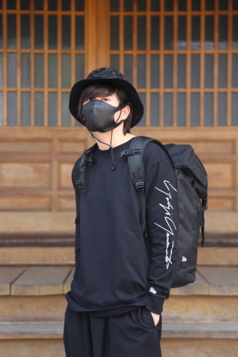 yohji yamamoto 長袖コットン Tシャツ Yohji Yamamoto SS20 シグネチャーロゴ ブラックレギュラーフィットスタイル.2020.4.15.