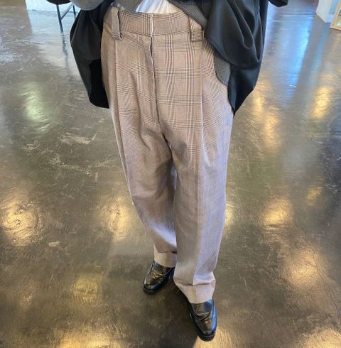YOKE 1TUCK EASY TAPERED PANTS"GLEN CHECK"Style.2020.4.10.