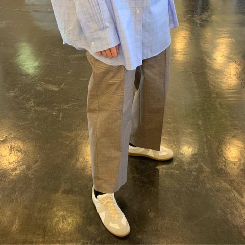 Graphpaper Thomas Mason Oversized Band Collar Shirt "BLUE CH"(GM201-50029)style.2020.4.12