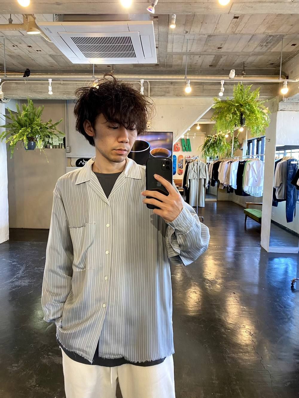 YOKE OVERSIZED STRIPE SHIRTS"SAXE"Style.2020.4.11.
