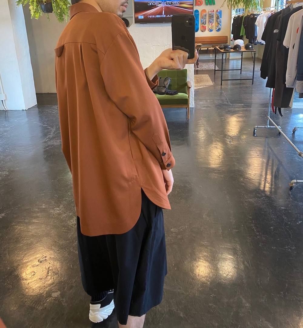 Dulcamara よそいきラウンドヘムシャツ"RED BROWN"Style.2020.4.19.