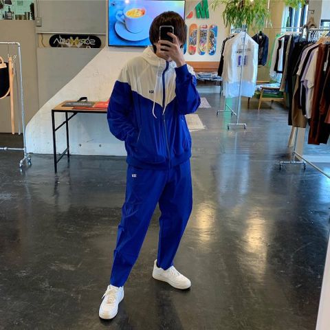 WIND AND SEA WDS HOODED ZIP-UP JACKET(TR)"BLUE" & WDS NYLON PANTS(TR)"BLUE" セットアップ style.2020.4.3.