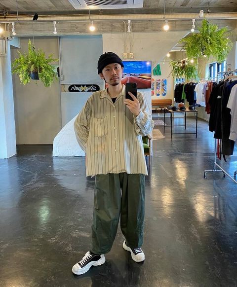 YOKE 2020SS OVERSIZED STRIPE SHIRTS"BEIGE"style.2020.4.20.