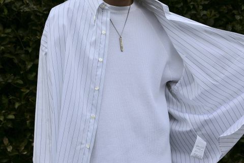 Graphpaper Thomas Mason Oversized B.D Shirt"BLACK ST"(GM201-50028) style.2020.4.11.