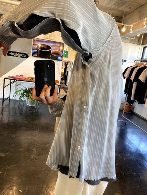 YOKE OVERSIZED STRIPE SHIRTS"SAXE"Style.2020.4.11.
