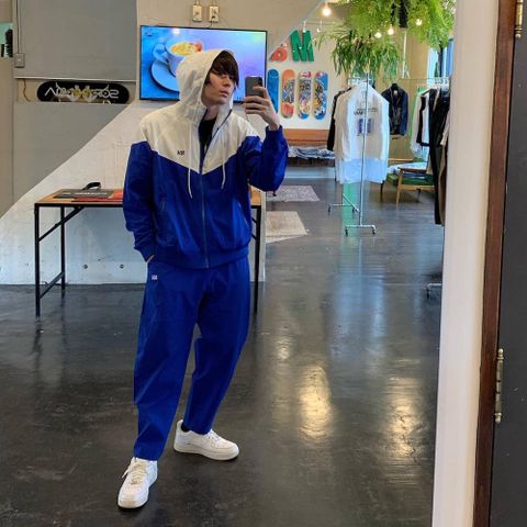 WIND AND SEA WDS HOODED ZIP-UP JACKET(TR)"BLUE" & WDS NYLON PANTS(TR)"BLUE" セットアップ style.2020.4.3.