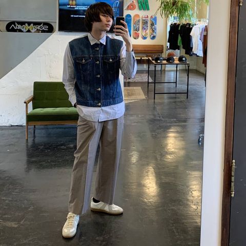 JUNYA WATANABE MAN 2020SS 綿麻デニム×綿ストライプLevi′s Wネームシャツstyle.2020.4.19.