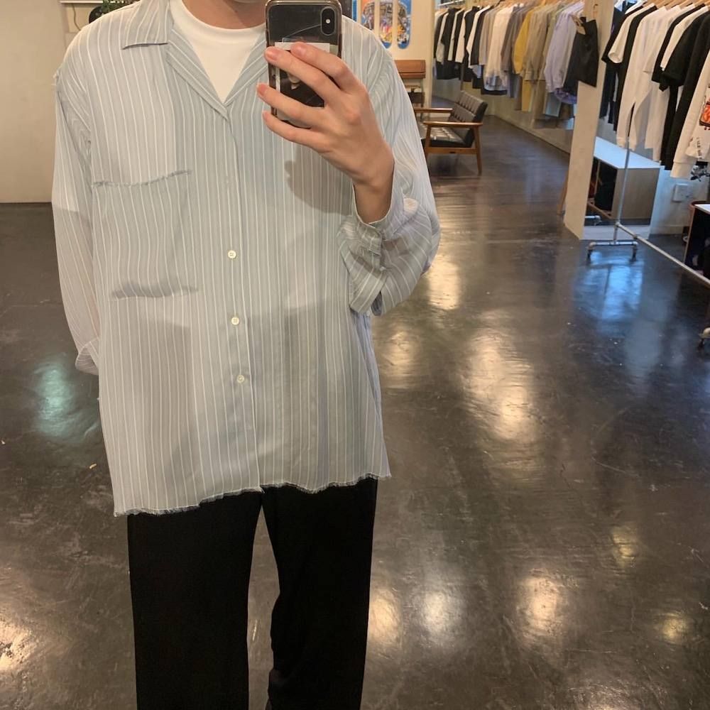 YOKE 2020SS OVERSIZED STRIPE SHIRTS"SAXE"style.2020.4.18.