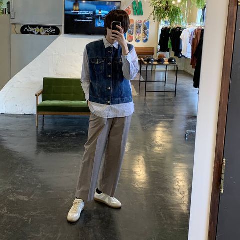 JUNYA WATANABE MAN 2020SS 綿麻デニム×綿ストライプLevi′s Wネームシャツstyle.2020.4.19.
