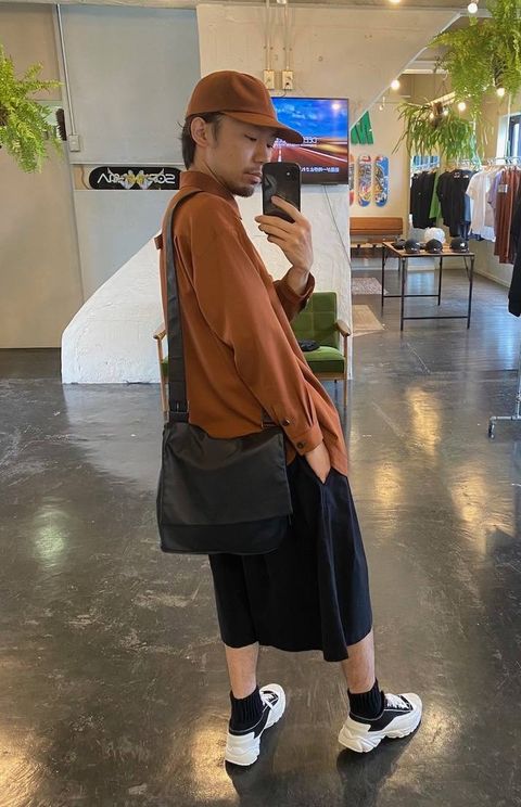 Dulcamara よそいきラウンドヘムシャツ"RED BROWN"Style.2020.4.19.