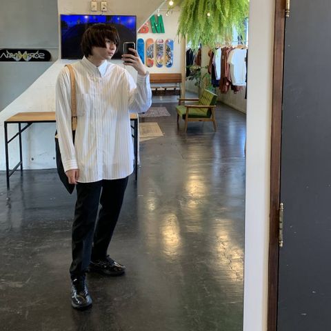 Graphpaper Thomas Mason Oversized B.D Shirt"BLACK ST"(GM201-50028) style.2020.5.1.