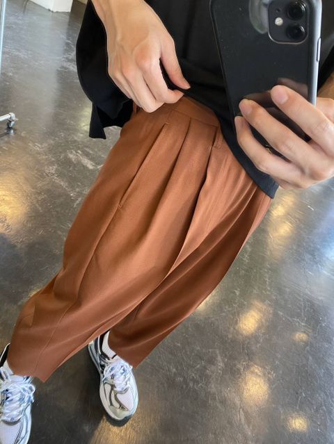 Dulcamara 2020ss よそいきボールドラインパンツ"RED BROWN"Style.2020.5.2.
