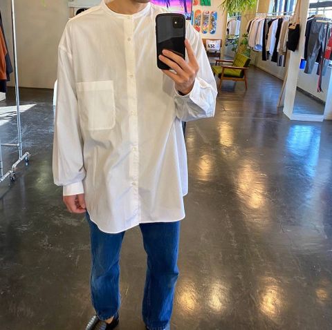 Graphpaper Broad L/S Oversized Band Collar Shirt"WHITE"Style.2020.5.2.