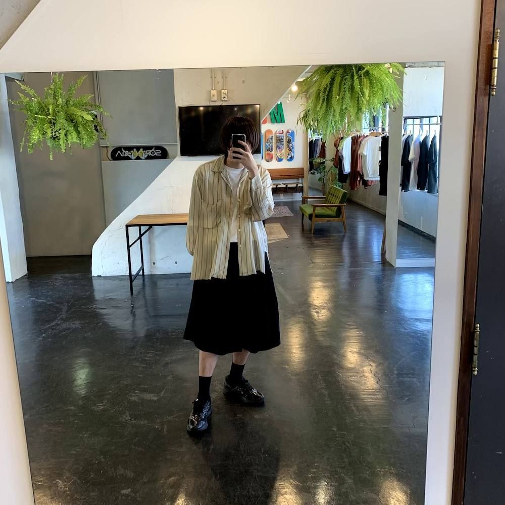 YOKE 2020SS 新作OVERSIZED STRIPE SHIRTS"BEIGE"style.2020.5.1.