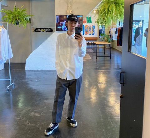 Graphpaper Broad Regular-Collar Shirts"WHITE"Style.2020.5.8.