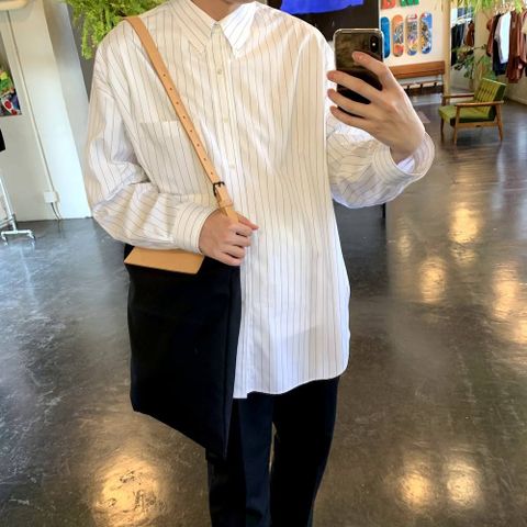Graphpaper Thomas Mason Oversized B.D Shirt"BLACK ST"(GM201-50028) style.2020.5.1.