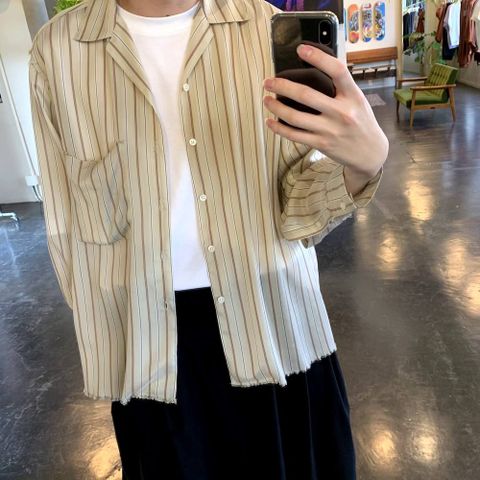 YOKE 2020SS 新作OVERSIZED STRIPE SHIRTS"BEIGE"style.2020.5.1.