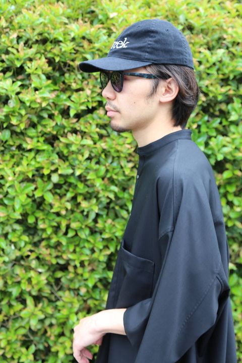 Graphpaper Silk Wool Stand Collar York Short Sleeve Shirt"BLACK"Style.2020.5.17.