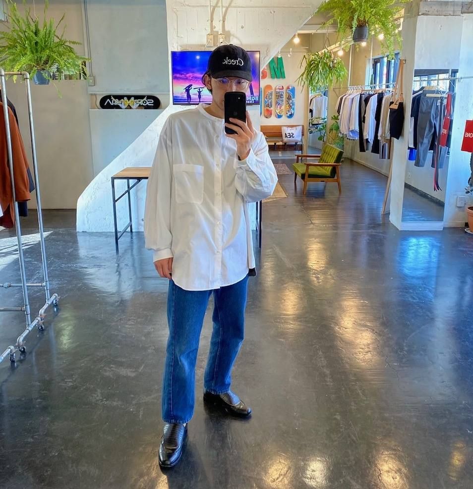 Graphpaper Broad L/S Oversized Band Collar Shirt"WHITE"Style.2020.5.2.
