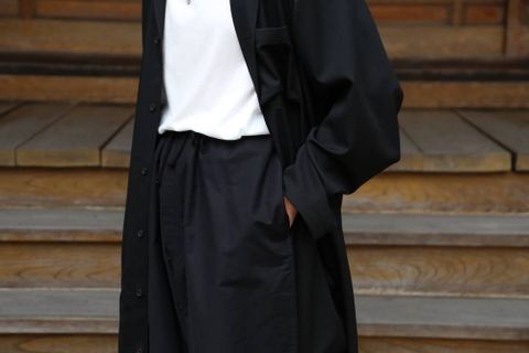 sulvam 2020AW Gabardine classic shirt"BLK" style.2020.6.21.
