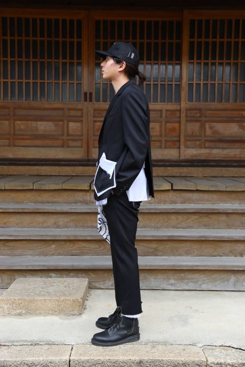 sulvam 2020AW Gabardine classic slim pants & Gabardine classic short jacket "BLACK" style.2020.6.21.