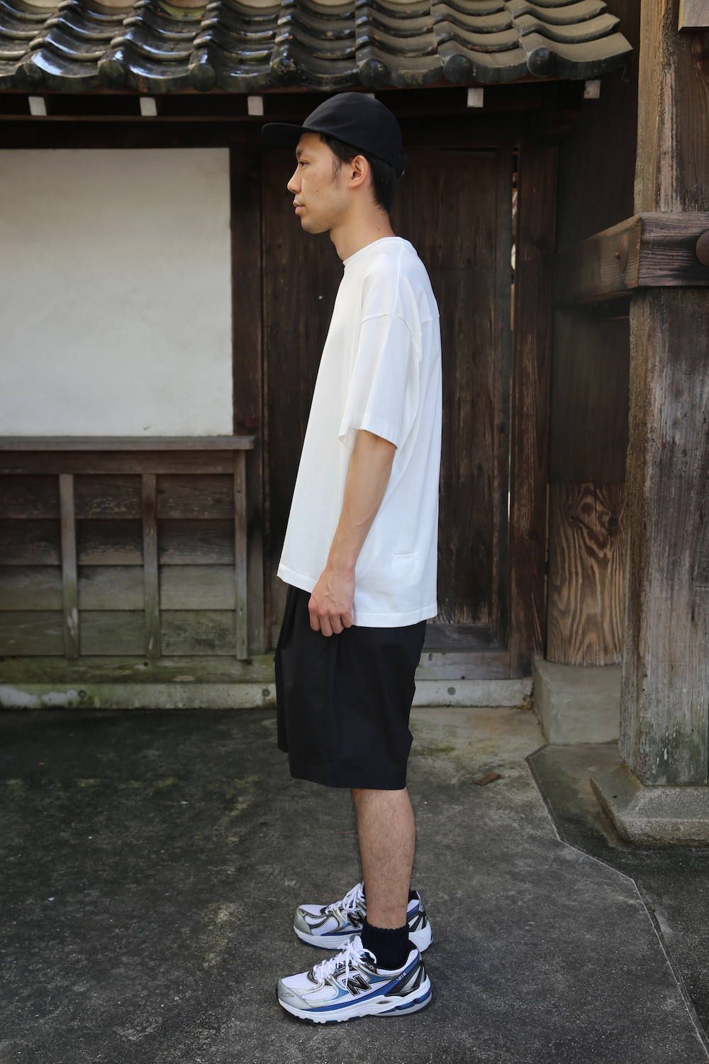 Graphpaper Stretch Typewriter Wide Tuck Chef Shorts"BLACK"Style.2020.6.26.