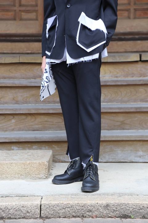 sulvam 2020AW Gabardine classic slim pants & Gabardine classic short jacket "BLACK" style.2020.6.21.