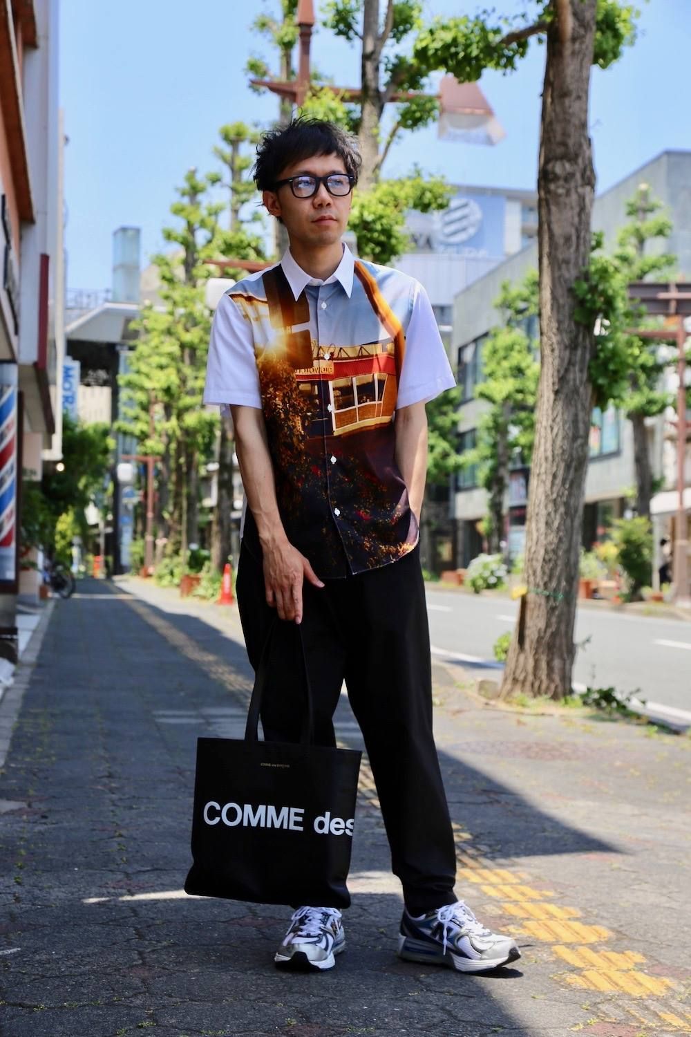COMME des GARCONS HOMME 綿ブロード製品プリントシャツStyle