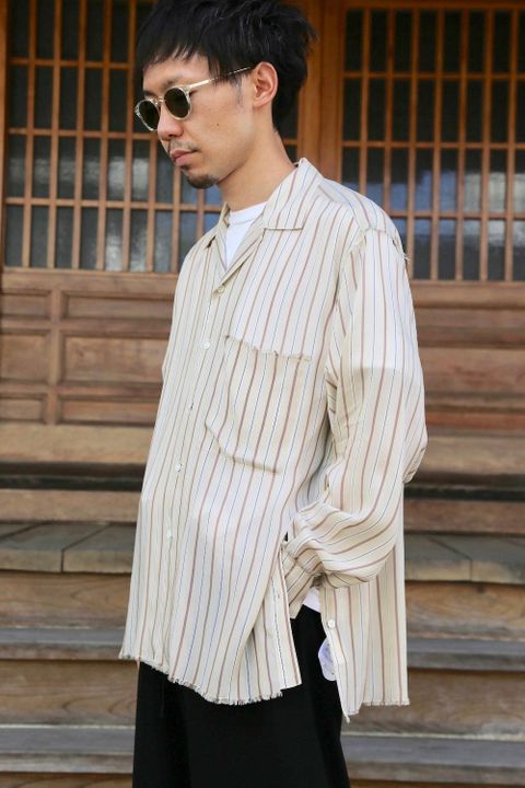 YOKE OVERSIZED STRIPE SHIRTS"BEIGE" Style.2020.6.16.
