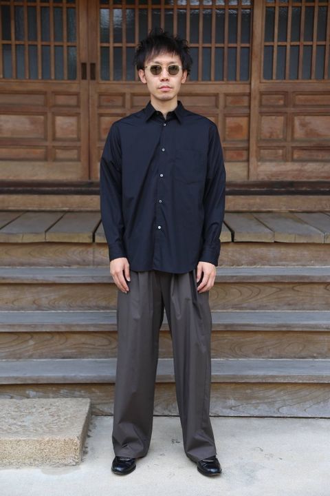 Graphpaper Stretch Typewriter Wide Chef pants"GRAY" Style.2020.6.21.