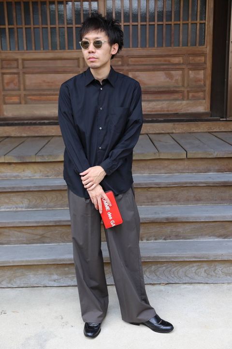 Graphpaper Stretch Typewriter Wide Chef pants"GRAY" Style.2020.6.21.