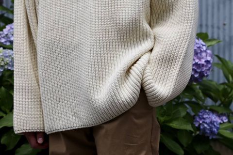 sulvam 2020AW Slit over knit"WHITE" style.2020.6.21.