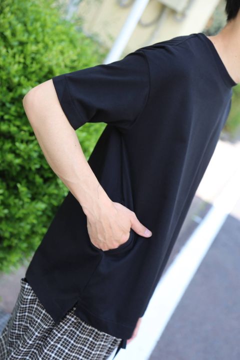Dulcamara アシンメトリーショートスリーブT"BLACK"Style.2020.6.9.