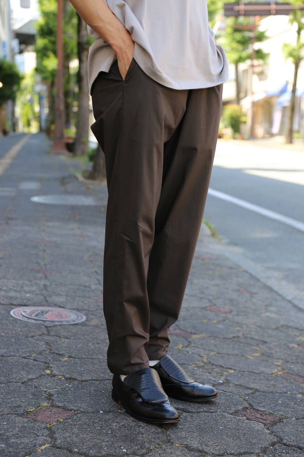 Graphpaper Stretch Typewriter Slim Chef Pants"GRAY" Style.2020.6.23.