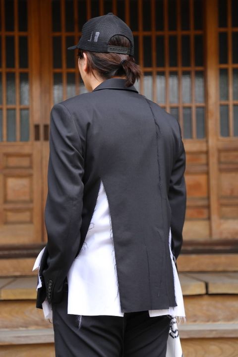 sulvam 2020AW Gabardine classic slim pants & Gabardine classic short jacket "BLACK" style.2020.6.21.
