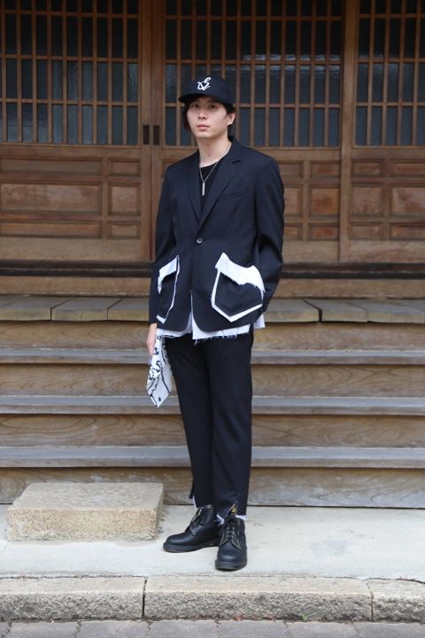 sulvam 2020AW Gabardine classic slim pants & Gabardine classic short jacket "BLACK" style.2020.6.21.